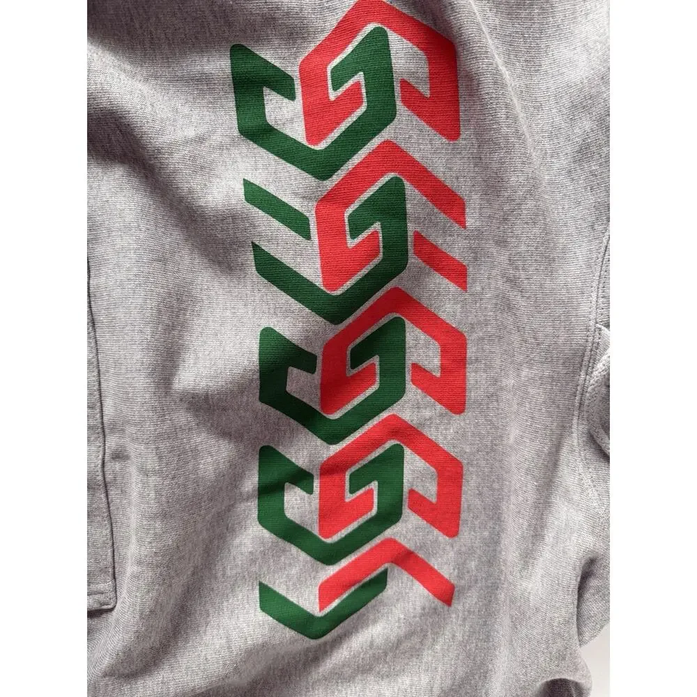 Gucci Chain Print Logo Hooded Sweatshirt Gray Hoodie Men’s Medium 715911 NWT